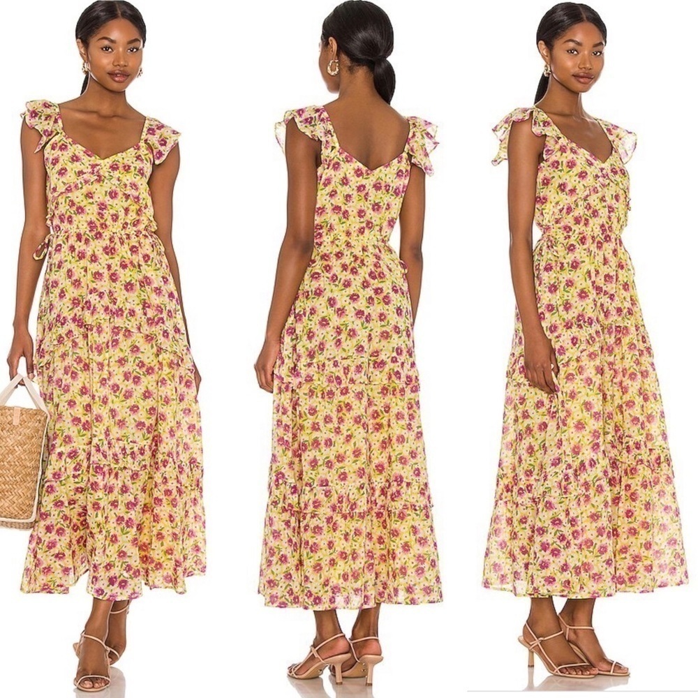 Banjanan Dress NWT Erin Dress Maxi Flower Carpet Vibrant Yellow Cotton XL